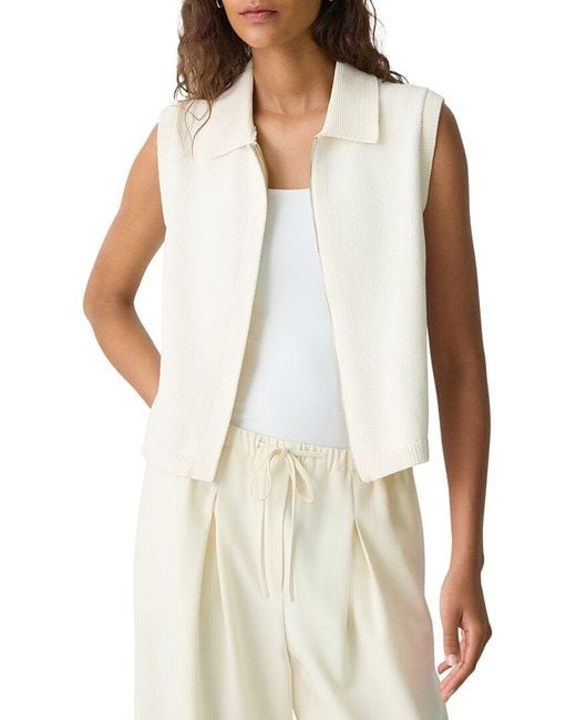 Theory White Zip-Up Vest
