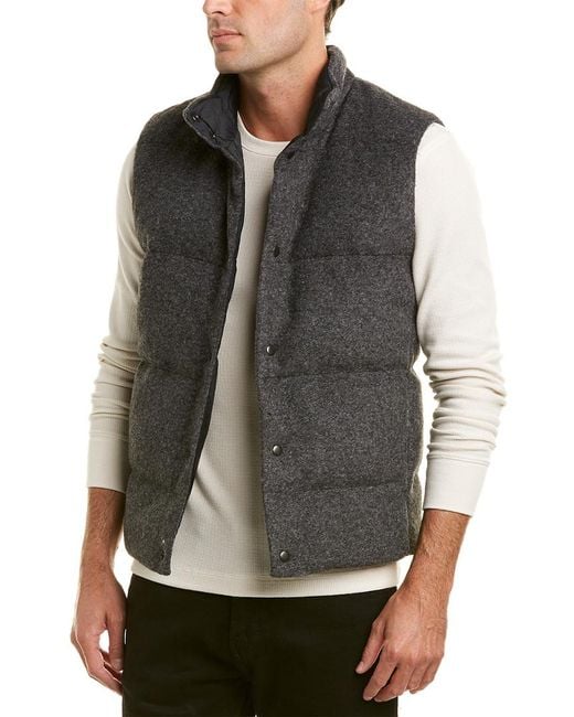 Vince Quilted Wool-blend Down Vest in Gray for Men | Lyst