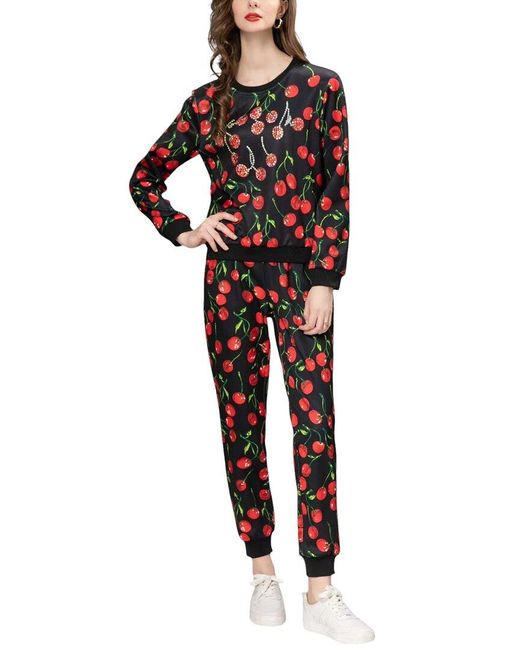 BURRYCO Red 2pc Sweatshirt & Pant Set