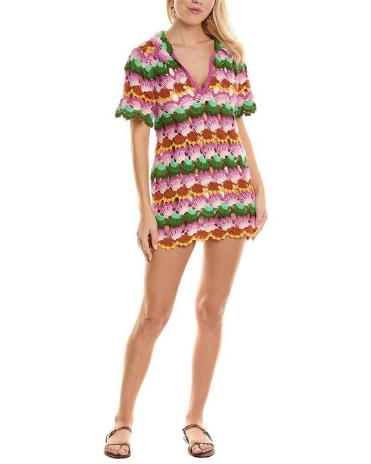 Farm Rio Purple Crochet Mini Dress