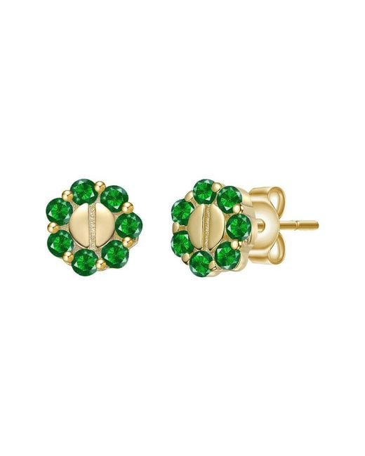Genevive Jewelry Green 14K Plated Cz Beaded Earrings