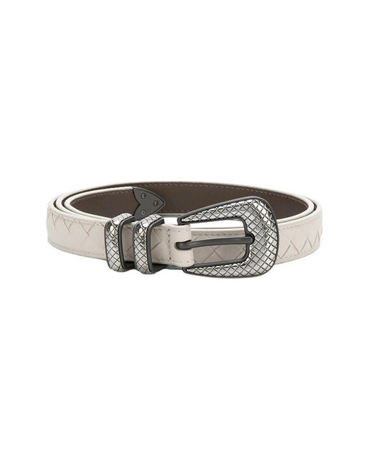 Bottega Veneta White Leather Belt