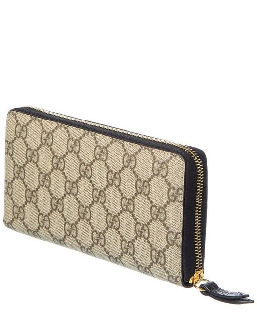 Gucci Gray Gg Marmont Gg Supreme Canvas & Leather Zip Around Wallet