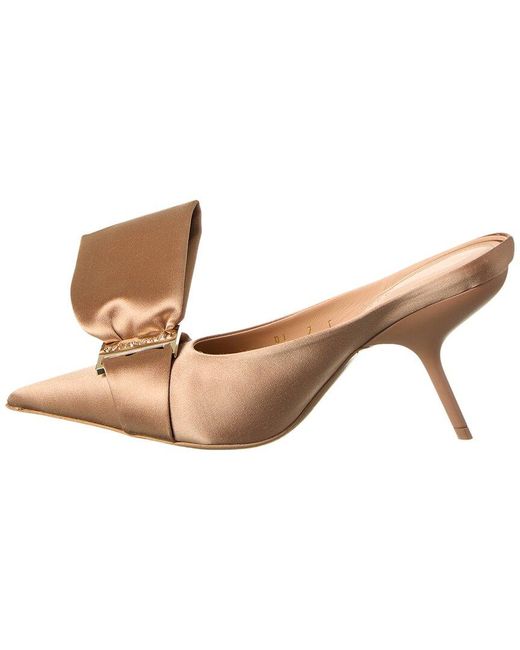 Ferragamo Natural Asymmetric Bow Satin Pump
