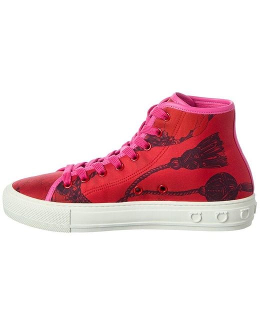 Ferragamo Pink High Top Canvas Sneaker