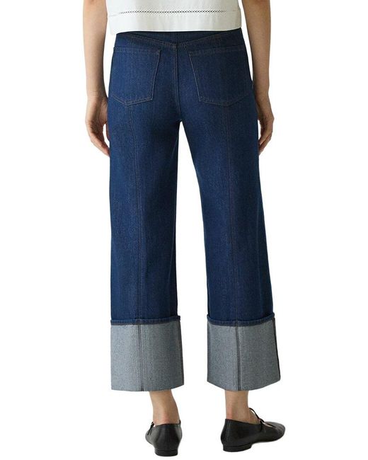 Theory Blue Relaxed Denim Cuff Pant