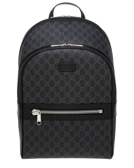 Gucci Black GG Supreme Canvas & Leather Backpack