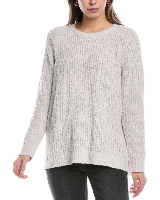 Eileen Fisher Gray Crewneck Cashmere-Blend Pullover
