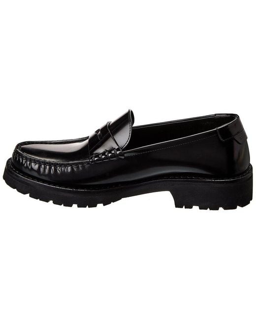 Saint Laurent Black Leather Moccasin Penny Loafers