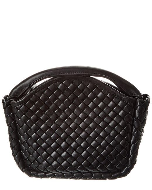 Bottega Veneta Black Small Cobble Leather Top Handle