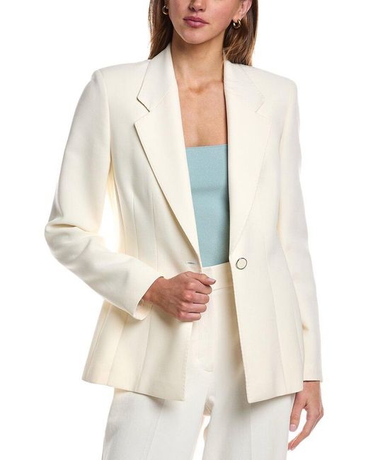 Lafayette 148 New York White Notch Lapel Fitted Blazer