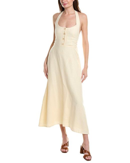 WeWoreWhat Natural Button Front Linen-blend Maxi Dress