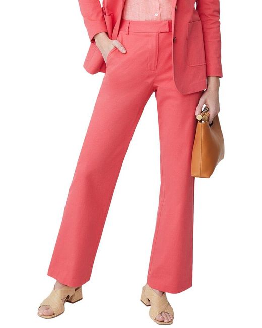 J.McLaughlin Red Brock Linen-Blend Long Pant