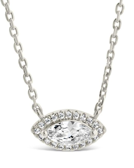 Sterling Forever Metallic Rhodium Plated Cz Jamie Pendant Necklace