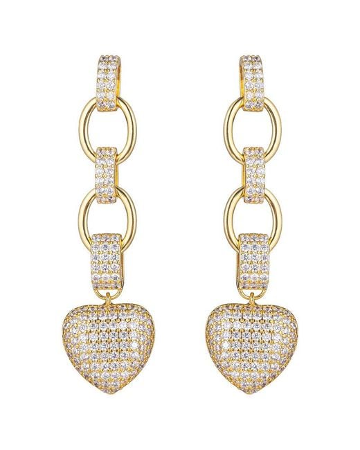 Eye Candy LA Metallic Cz Camille Heart Chain Earrings