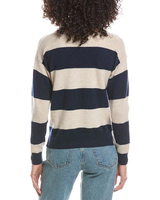 Brodie Cashmere Blue Rugby Polo Cashmere Sweater