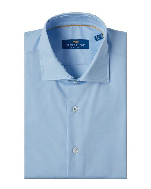 Robert Talbott Blue Reynolds Solid Poplin Dress Shirt for men