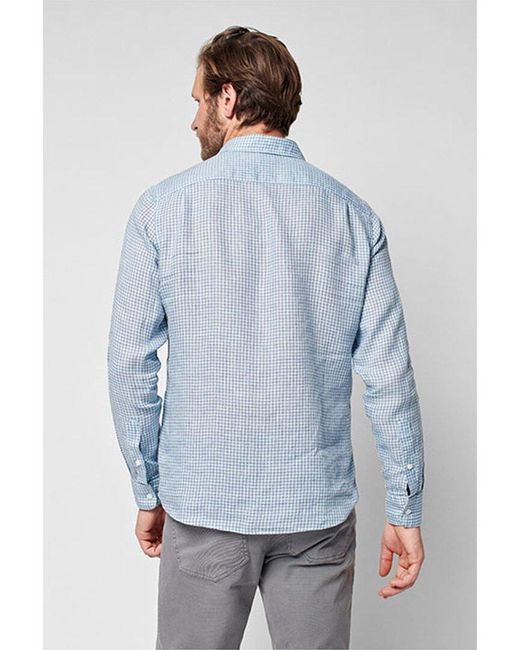 Faherty Brand Blue Laguna Linen Shirt for men