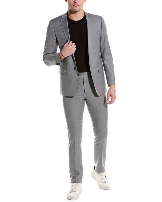 Class Roberto Cavalli Gray 2pc Slim Fit Wool Suit for men