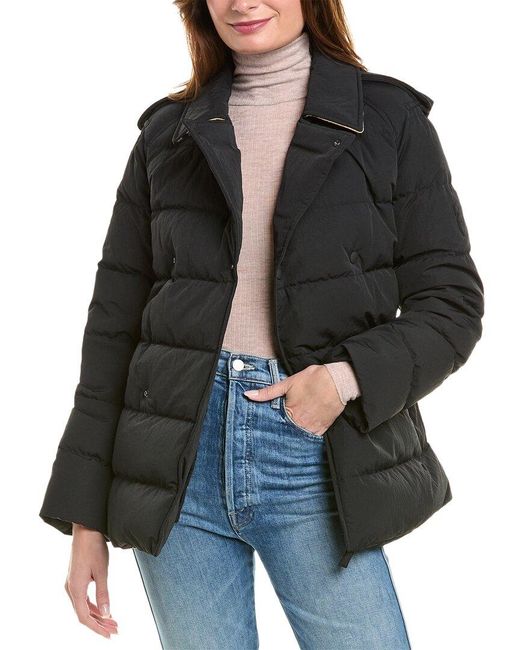 Burberry Black Short Wool-Trim Coat