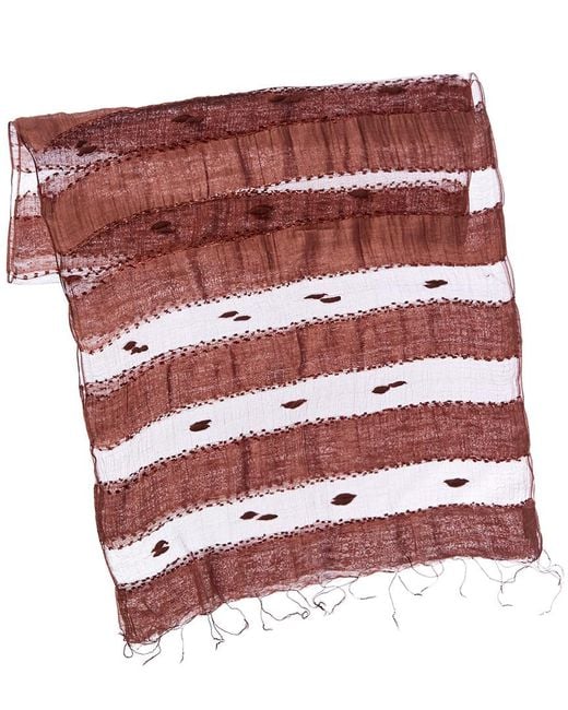 Blue Pacific Red Hand-woven Silk-blend Scarf