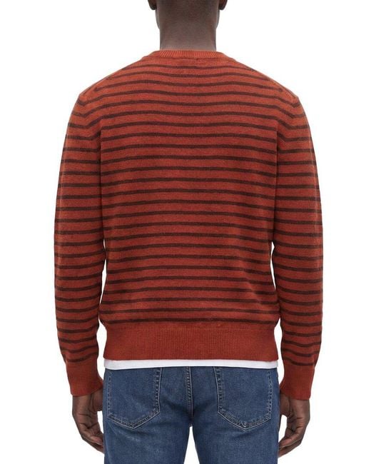 Todd Snyder Red Wool Striped Crewneck Sweater for men