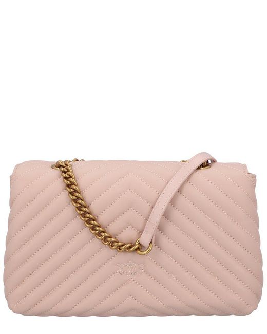 Pinko Leather Shoulder Bag in Pink | Lyst