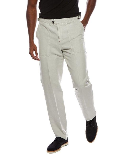 Isaia Gray Linen-Blend Trouser for men