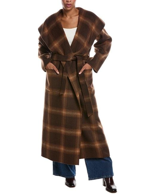 Jonathan Simkhai Brown Mulhollond Plaid Robe Coat