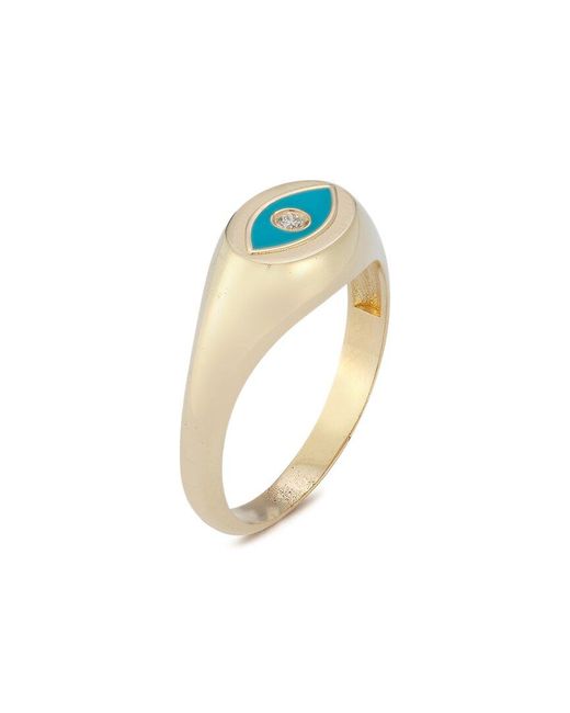Ember Fine Jewelry Blue 14k 0.02 Ct. Tw. Diamond Evil Eye Signet Ring