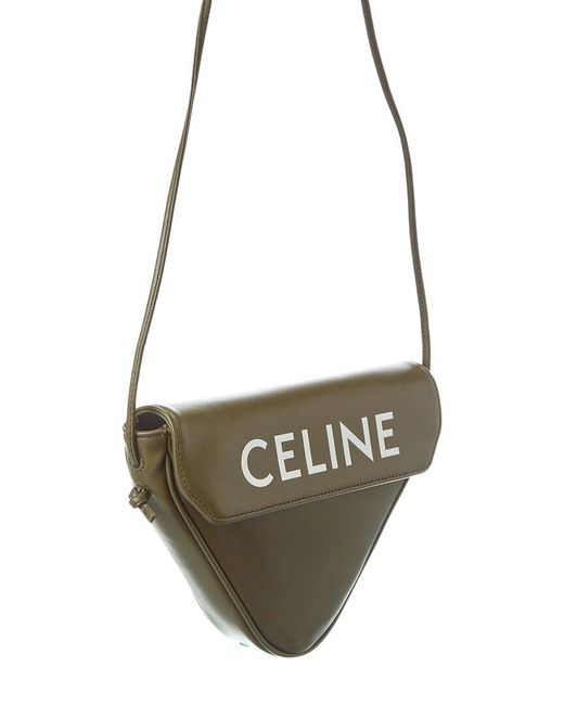 Céline Green Triangle Leather Shoulder Bag