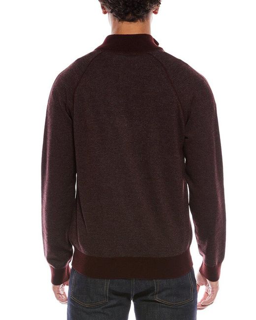 Vince Brown Birdseye Button Wool & Cashmere-Blend Mock Neck Sweater for men