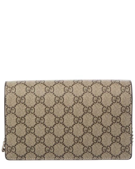 Gucci Gray Gg Marmont Leather Wallet On Chain