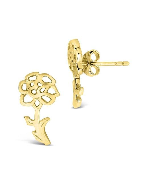 Sterling Forever Metallic 14k Over Silver Birth Flower January Carnation Studs