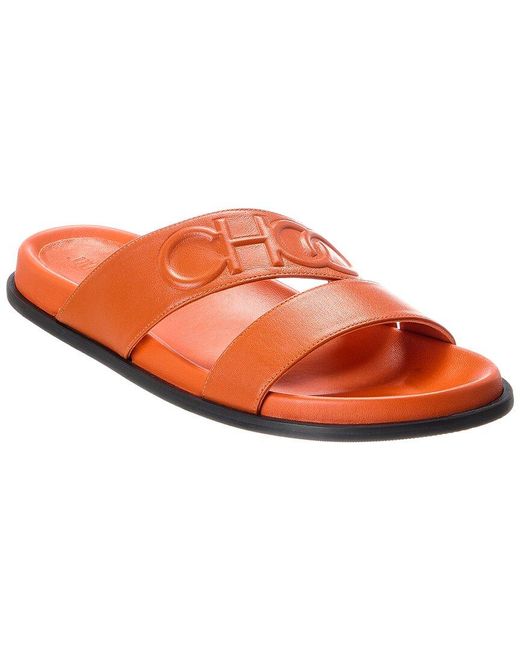 Jimmy Choo Orange Choo Leather Slide