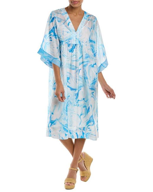 Johnny Was Blue Marble Ocean Silk Kimono Dress