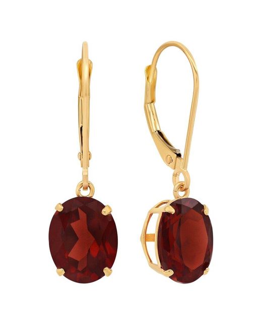 MaxColor Red 14k 5.50 Ct. Tw. Garnet Dangle Earrings