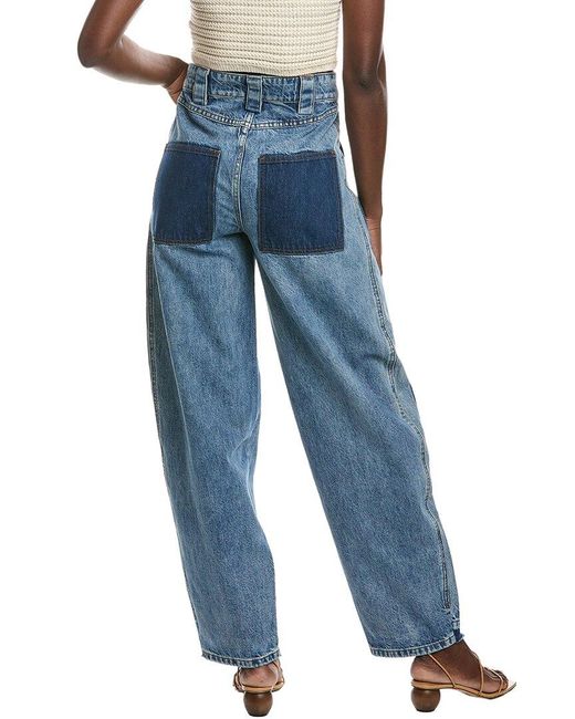 Co. Blue Denim Patchwork Straight Leg Pant