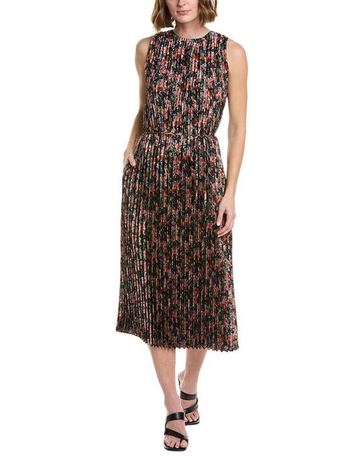 Vince Brown Pintuck Midi Dress