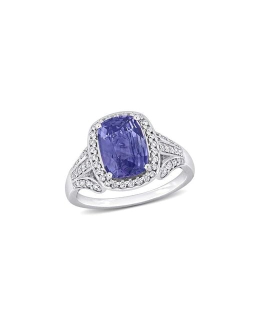 Rina Limor Blue 3.77 Ct. Tw. Diamond & Violet Sapphire Halo Ring