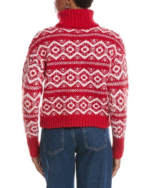 Joseph A Red Mockneck Fair Isle Pullover