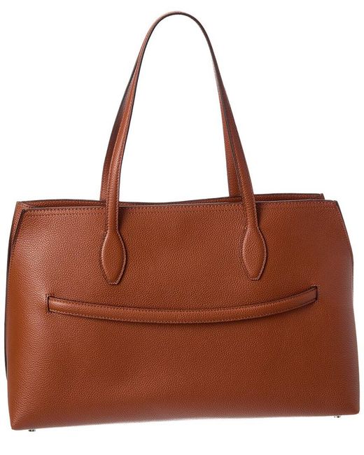 Totême Brown Logo Leather Tote
