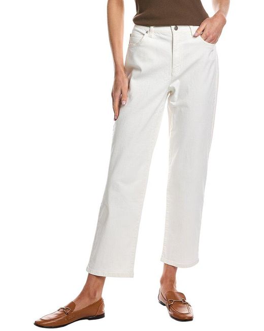 Eileen Fisher White Hi Waist Straight Ankle Jean