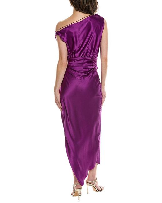 The Sei Purple Asymmetrical Silk Maxi Dress