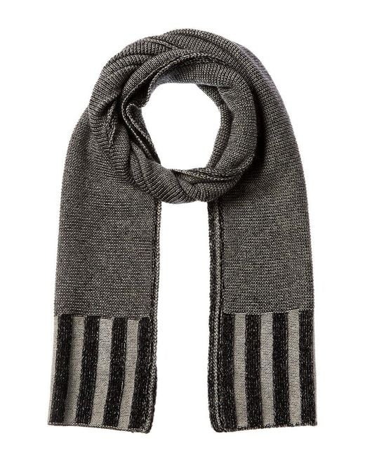 Forte Black Plaited Garter Rib Trim Cashmere Scarf