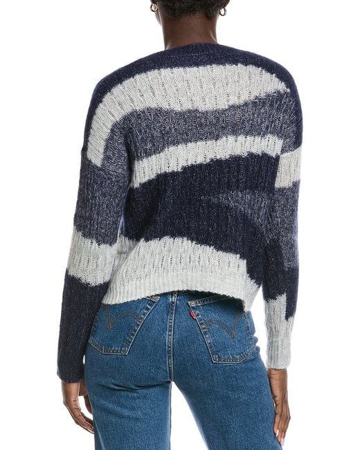 Autumn Cashmere Blue Geometric Graphic Cashmere & Silk-Blend Sweater