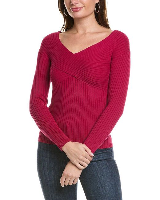 BCBGMAXAZRIA Red Ribbed Sweater