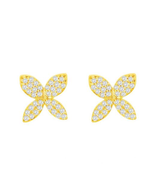 Suzy Levian Metallic 14k 0.15 Ct. Tw. Diamond Marquise Flower Studs