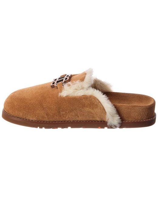 Jonathan Simkhai Brown Mila Suede & Shearling Slipper