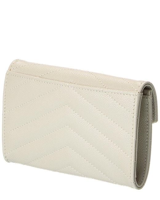 Saint Laurent Natural Small Matelasse Leather Envelope Wallet